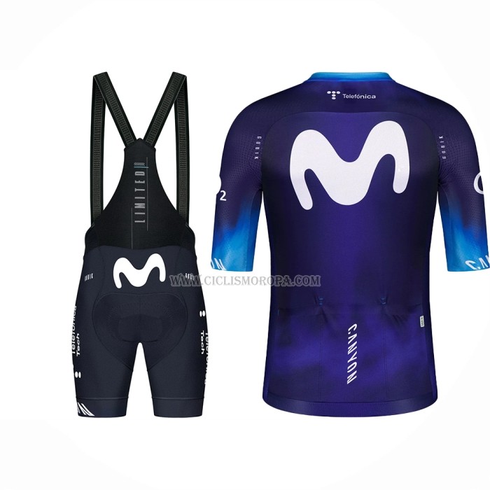 2023 Ropa Ciclismo Movistar Azul Blanco Mangas Cortas y Culotte Corto